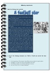 English Worksheet: Test - a football star