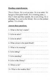 English Worksheet: reading comprehension