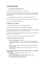 English Worksheet: TENSES REVIEW ACTIVITIES