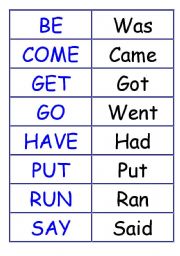 English Worksheet: Regular / Irregular verbs - word cards