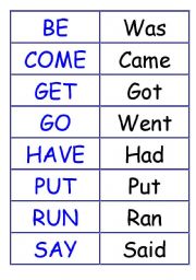 Regular / Irregular verbs - word cards