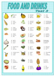 English Worksheet: FOOD AND DRINKS    TEST-3