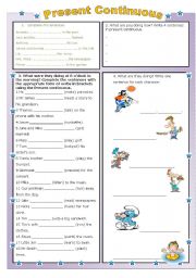 English Worksheet: present continuous