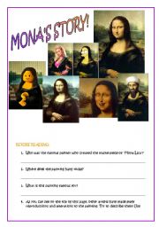 English Worksheet: MONA LISA S STORY! interesting version