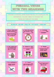English Worksheet: Phrasal verbs with different meanings