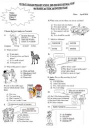 English Worksheet: exam for 6th grade