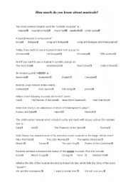 English Worksheet: How much do you know about musicals quiz