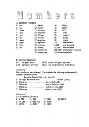 English Worksheet: numbers