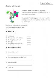 English Worksheet: Read about an alien and a boy