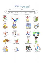 English Worksheet: what are you like? personality