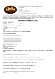 English Worksheet: survivor application form