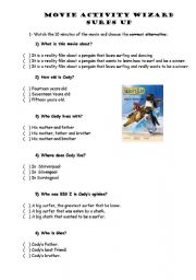 English Worksheet: MOVIE ACTIVITY - SURFS UP MOVIE