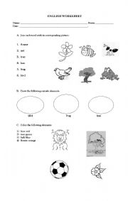 English worksheet: outside elements and there is/are