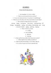 English worksheet: HOBBIES