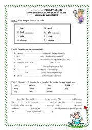 English Worksheet: past simple tense