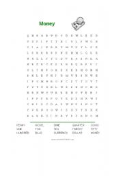 English Worksheet: Money Wordsearch 