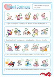 present continuos-verbs matching