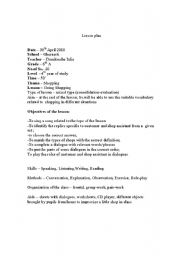 English worksheet: lesson plan