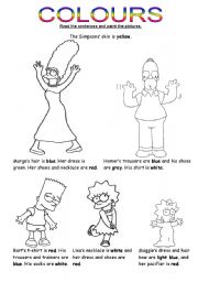 English Worksheet: Simpsons colours