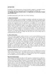 English Worksheet: Animal Extinction