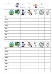 English Worksheet: battleships (jobs) 1