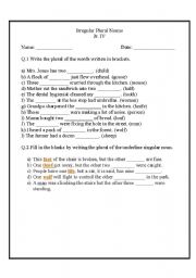 English Worksheet: Irregular plural noun