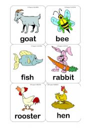 Farm Animals Flashcards (15 Cards) Editable