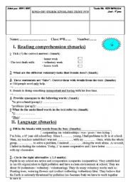 English Worksheet: 9 th year end term test n 3 for Tunisian pupils
