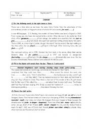 English Worksheet: 1s year secondary pupils test.The Tunisian model