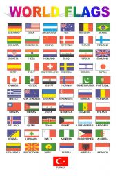 English Worksheet: World Flags (for class board)