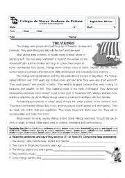 English Worksheet: 6th year test - the  vikings