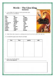 English Worksheet: Movie - The lion king