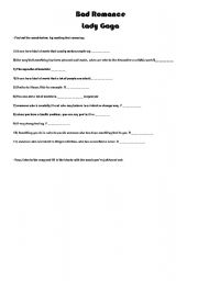 English worksheet: Bad Romance 1