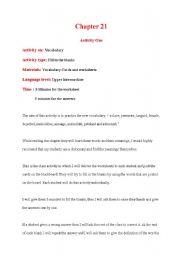English Worksheet: An activity for the book: 