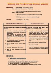 Defining and non Defining Relative Clauses