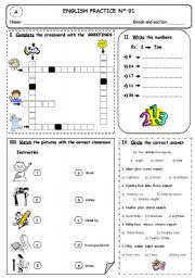 ENGLISH PRACTICE  FIFTH GRADE