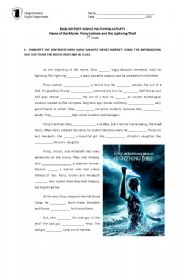 English Worksheet: Percy Jackson and the Olympians