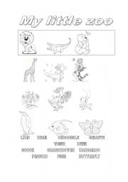 English worksheet: MY LITTLE ZOO