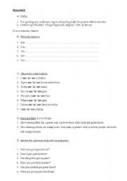 English Worksheet: Revision for young learners