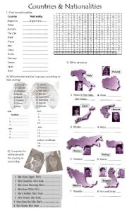 English Worksheet: Countries & Nationalities