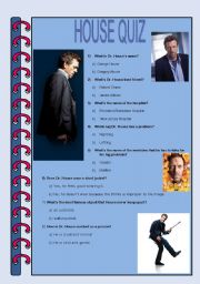 English Worksheet: House Quiz