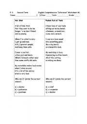 English Worksheet: Inference 1 (RC) (P3 Local EMI)
