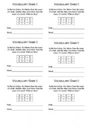 English worksheet: VocabularyExercise I