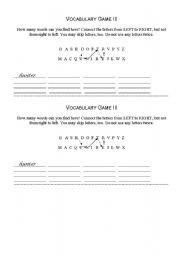 English worksheet: Vocabulary Game II