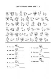 English Worksheet: How Many - Activities