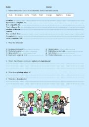 English Worksheet: jobs exam