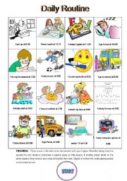 English Worksheet: Daily Routine Coin Toss