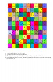 English Worksheet: Snake and Ladder Sentence Game