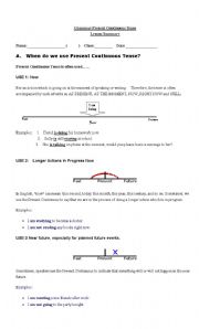 English worksheet: the Present Continuous Tense