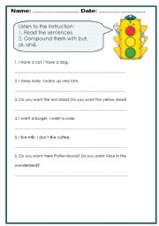 English Worksheet: But, and, or worksheet